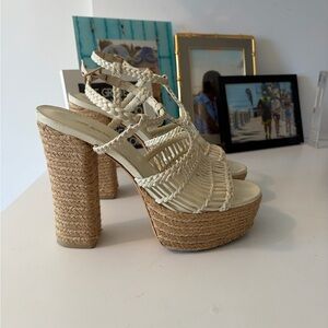 Cult Gaia Woven Platform Espadrille Sandals - White